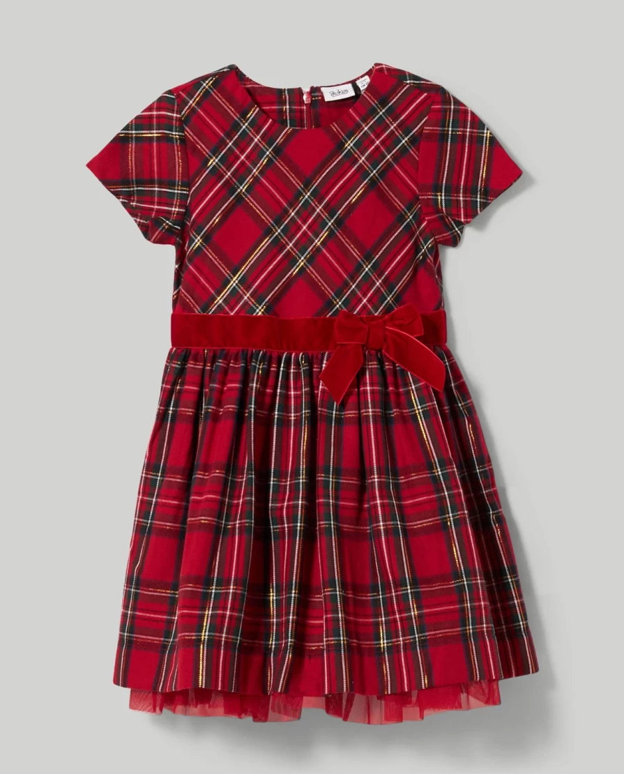 "Blukids Girls' Checked Cotton Blend Dress – Stylish & Comfortable Kids' Dress"