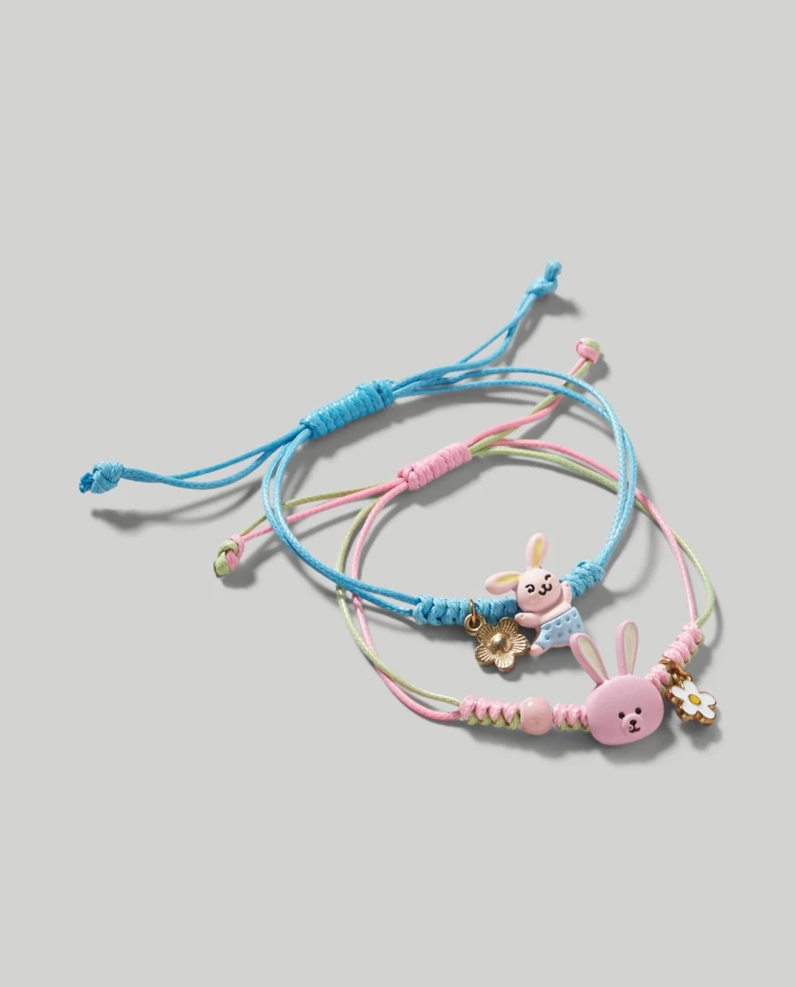 Blukids 2-Pack Bunny Charm Bracelets for Kids - Adorable Children’s Jewelry Set