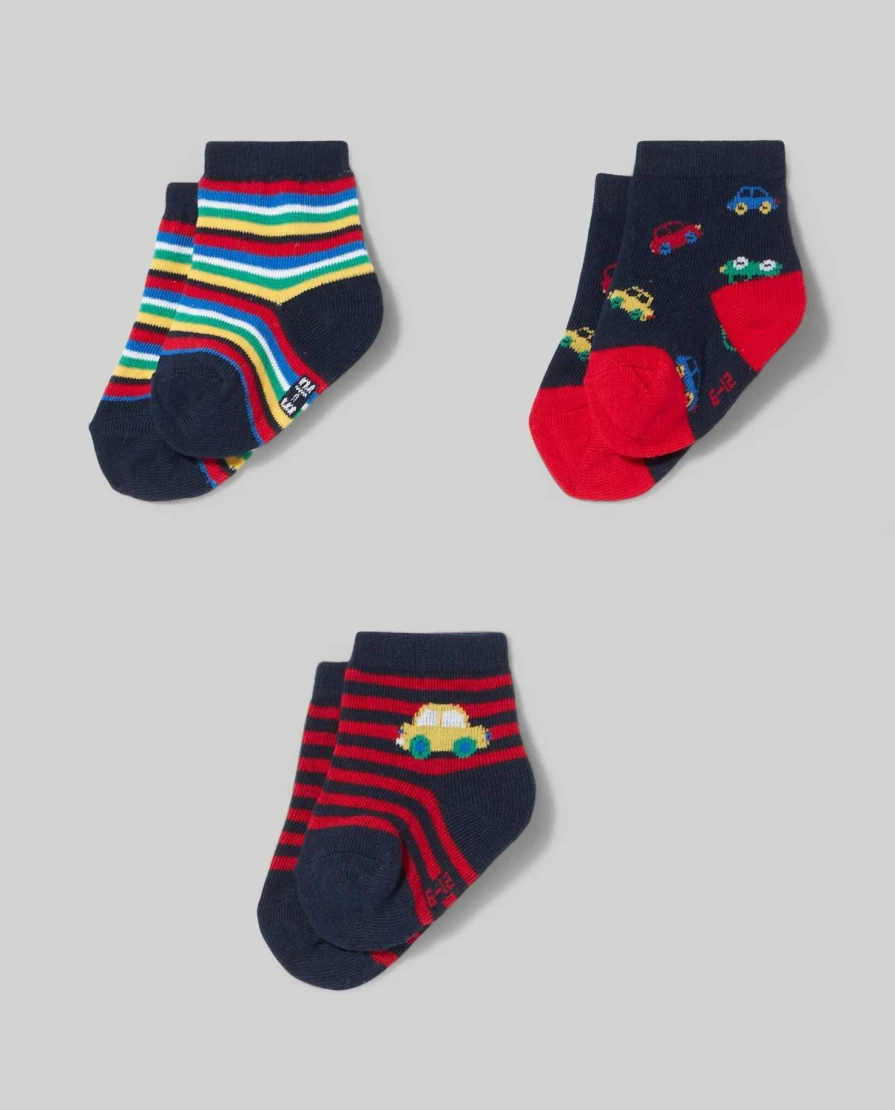 Blukids Newborn Baby Short Socks 3-Pack - Soft Cotton Ankle Socks for Infants