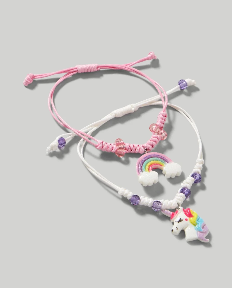 Blukids 2-Pack Magical Unicorn Bracelets for Kids - Colorful Friendship Jewelry Gift Set for Children