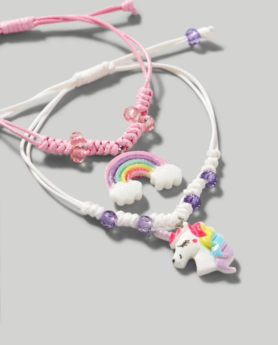 Blukids 2-Pack Magical Unicorn Bracelets for Kids - Colorful Friendship Jewelry Gift Set for Children