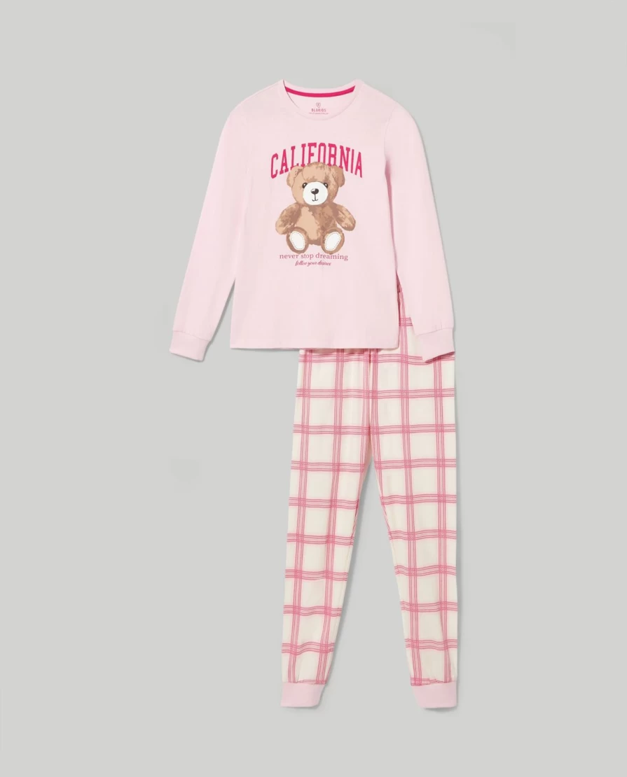 Blukids Youth Long Sleeve Pure Cotton Pajamas for Girls - Soft & Comfortable Sleepwear