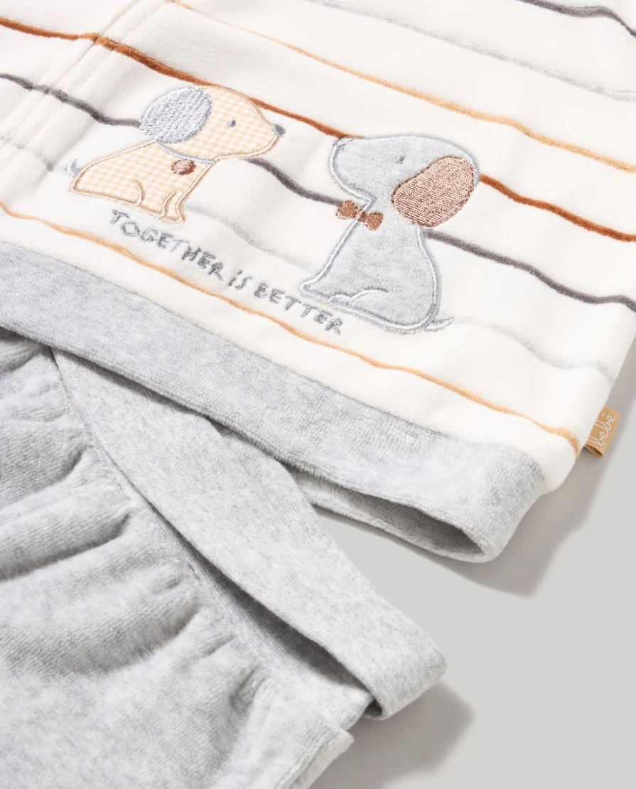 "Blukids Embroidered Chenille Baby Set – Soft & Cozy Newborn Outfit"