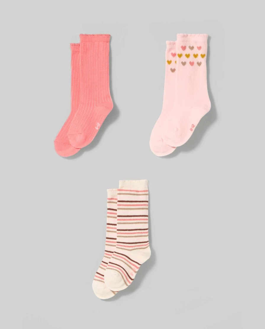 Blukids Newborn Baby Girl Long Socks 3-Pack