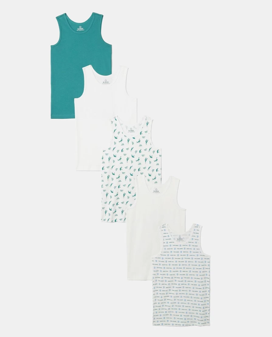"Blukids Youth 5-Pack Pure Cotton Boys Tank Tops"