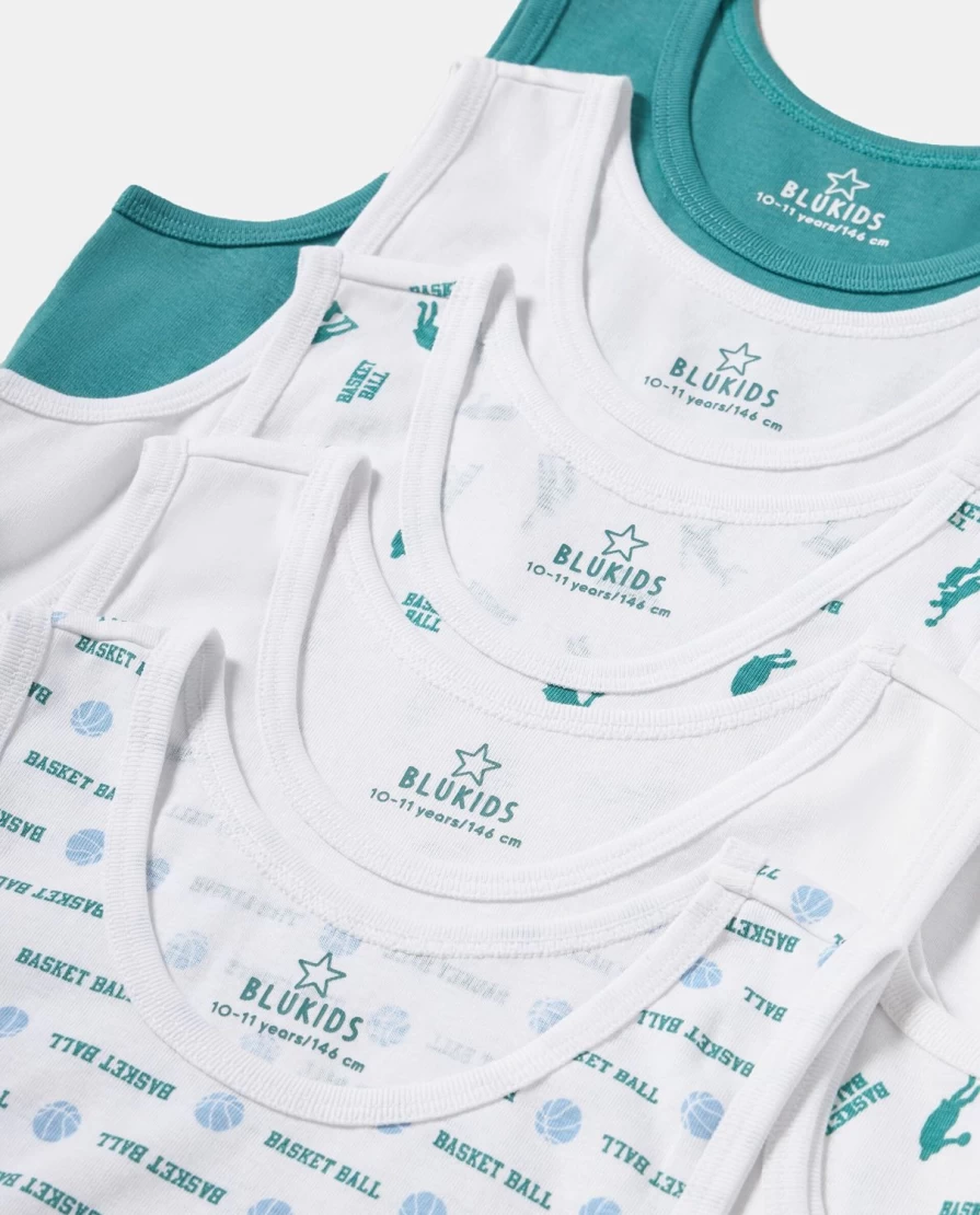 "Blukids Youth 5-Pack Pure Cotton Boys Tank Tops"