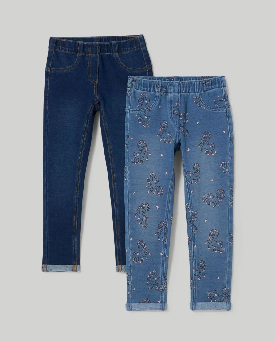 "Blukids Girls' Printed Treggings - Pack of 2"