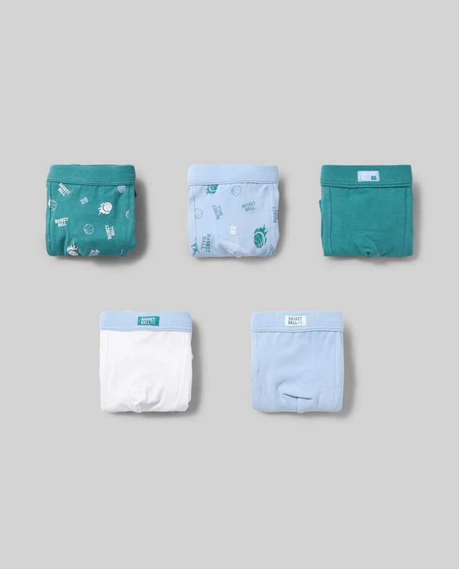 Blukids Youth 5-Pack Stretch Cotton Boys Boxer Briefs Underwear