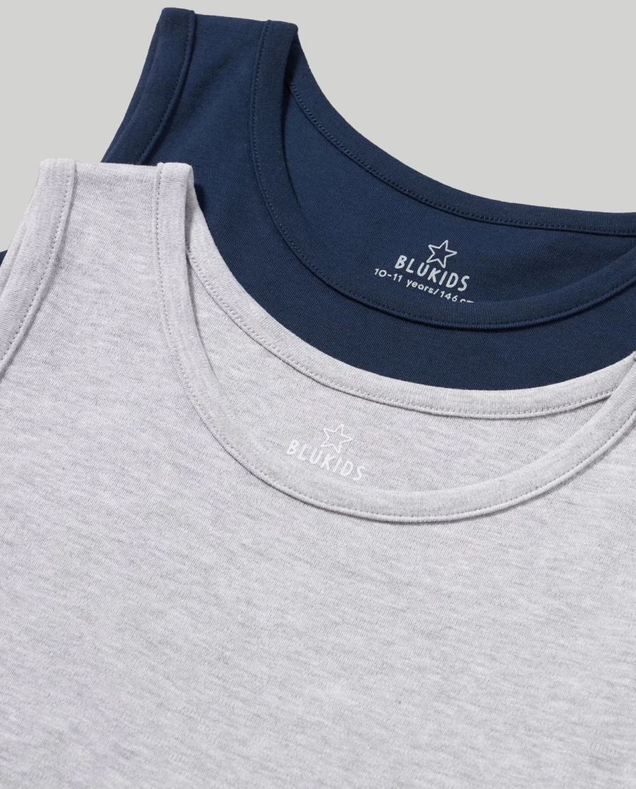 "Blukids Youth Pack of 2 Soft Pure Cotton Tank Tops for Boys – Comfortable & Breathable"