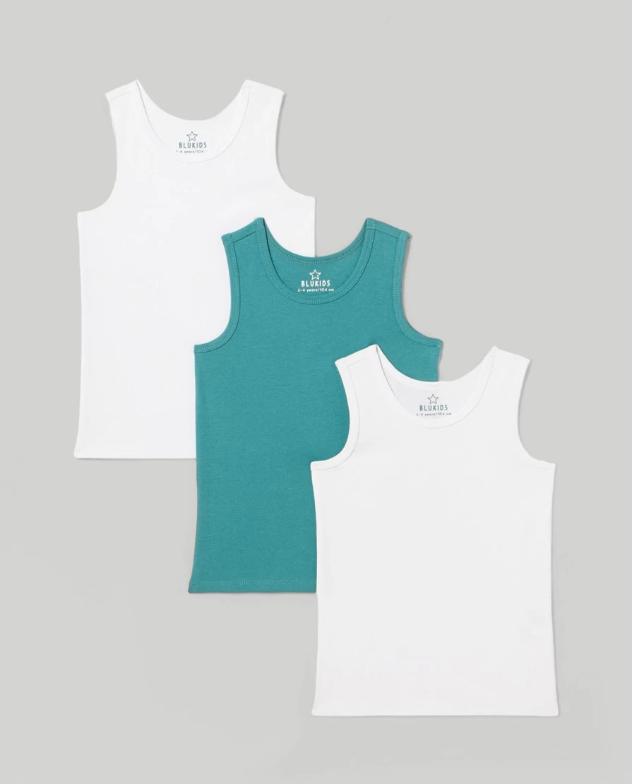 "Blukids 3-Pack Pure Cotton Kids Tank Tops For Boys & Girls"