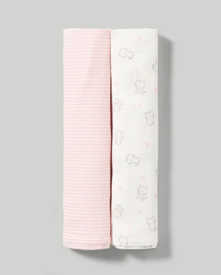 Blukids 2-Pack 100% Pure Cotton Muslin Swaddle Blankets for Newborns and Infants