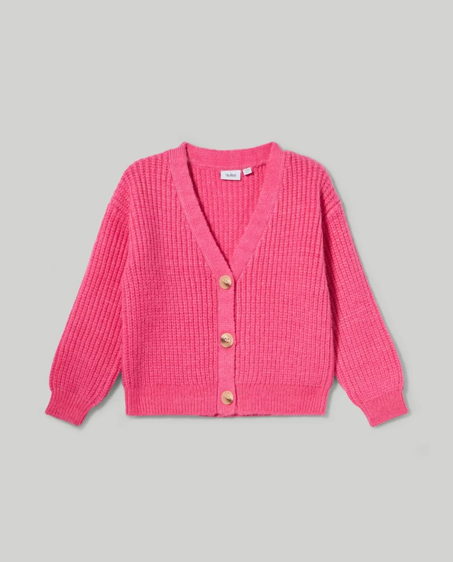 "Blukids Girls' Cotton Blend V-Neck Cardigan – Soft & Comfortable Kids Sweater"