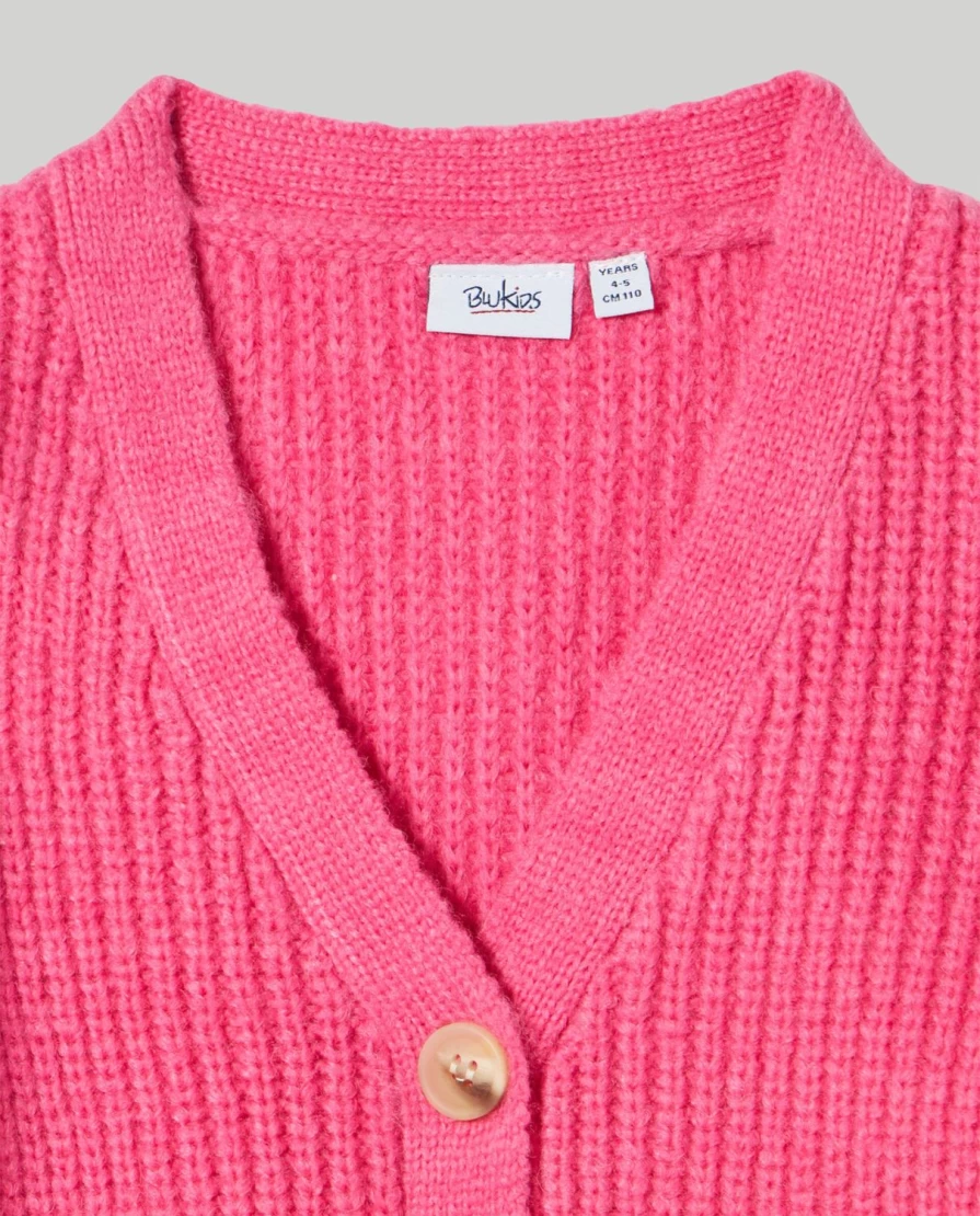 "Blukids Girls' Cotton Blend V-Neck Cardigan – Soft & Comfortable Kids Sweater"