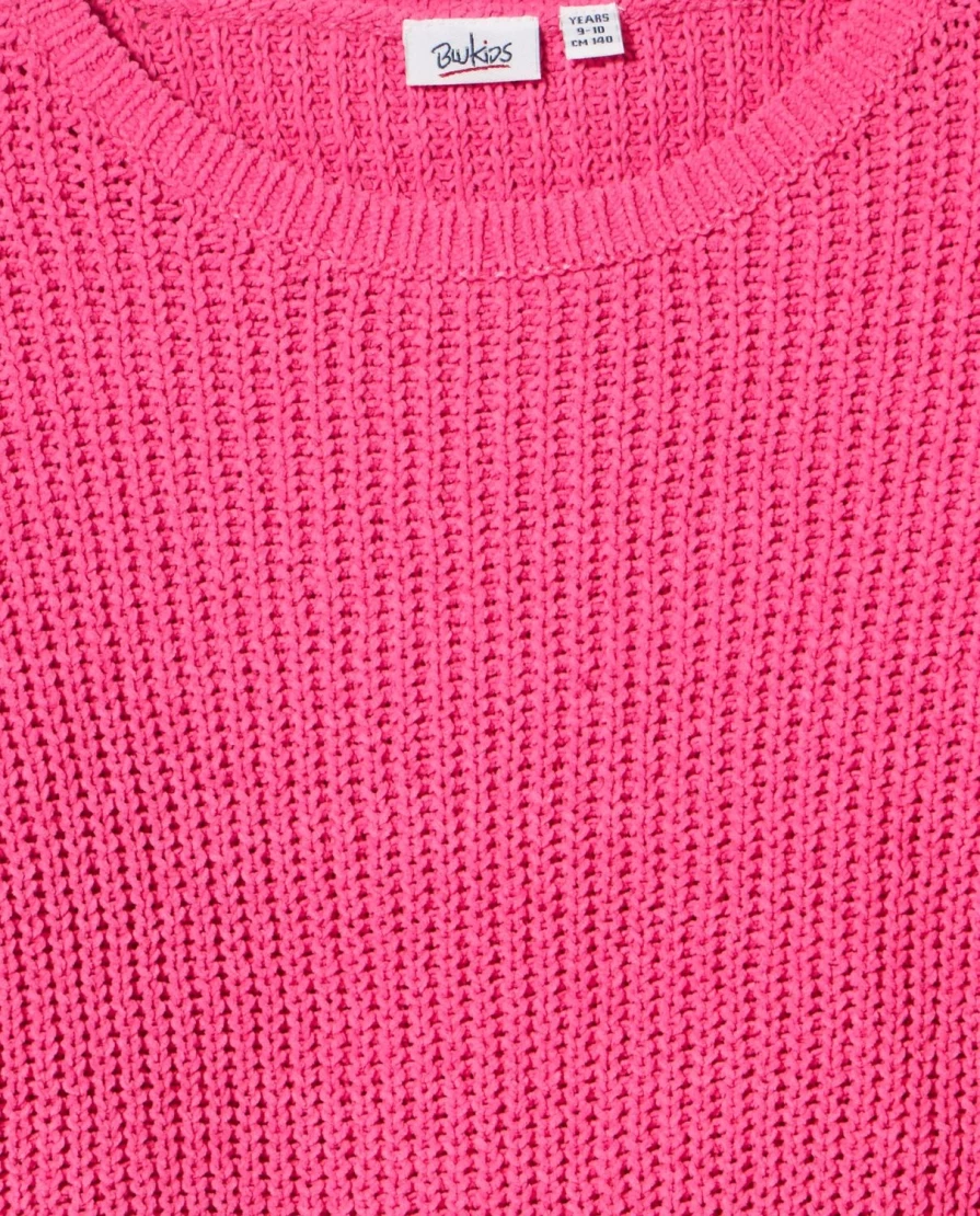 Blukids Youth Chenille Crewneck Tricot Sweater for Girls
