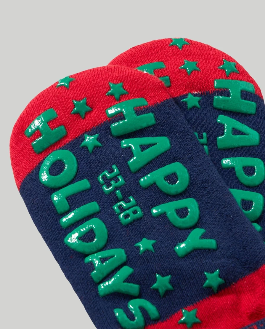 Blukids Kids' Lilo & Stitch Christmas Short Socks - Non-Slip Grips for Boys & Girls