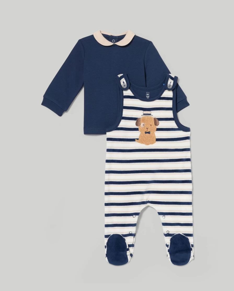 Blukids Newborn Baby Overalls & T-Shirt Outfit Set - Soft Cotton Romper & Top Combo