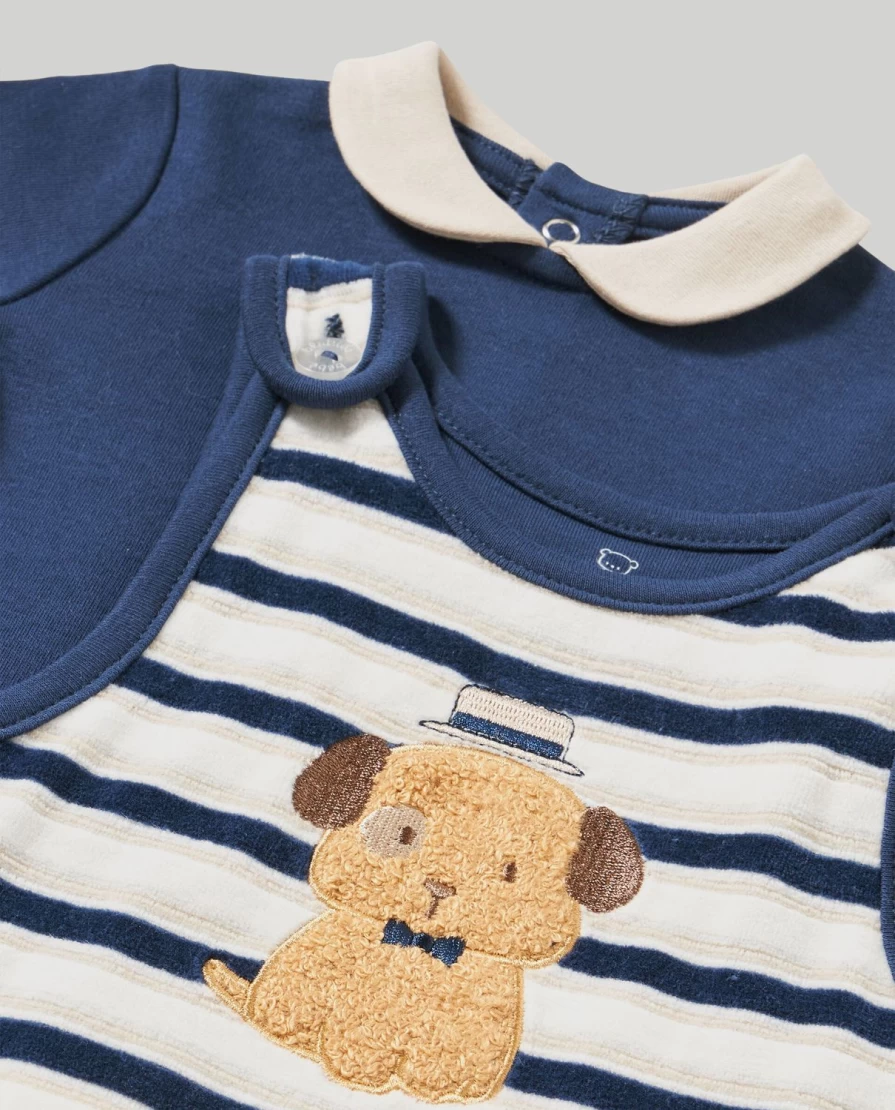 Blukids Newborn Baby Overalls & T-Shirt Outfit Set - Soft Cotton Romper & Top Combo