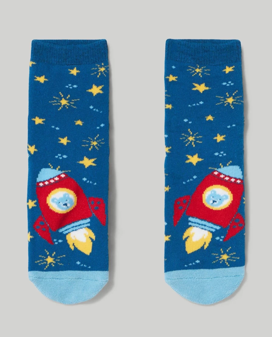 Blukids Non-Slip Grippy Socks for Kids - Anti-Skid Patterned Children's Socks