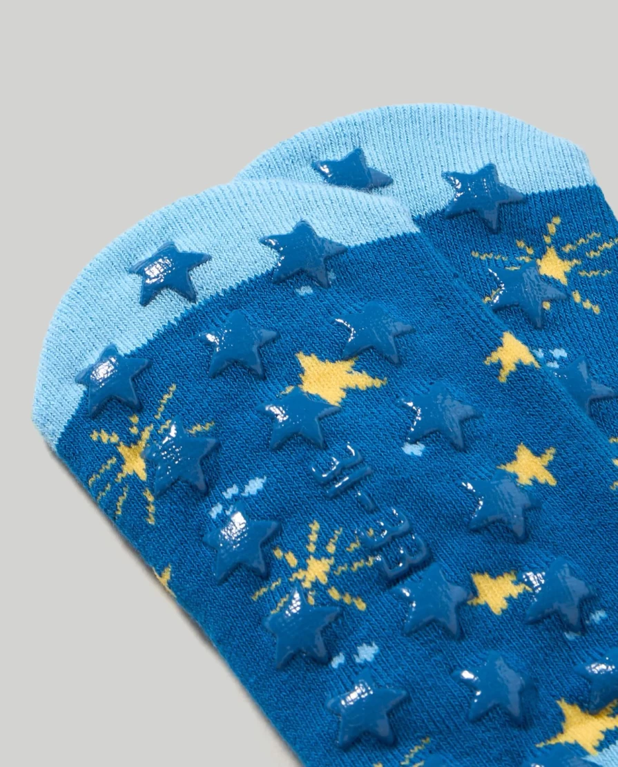 Blukids Non-Slip Grippy Socks for Kids - Anti-Skid Patterned Children's Socks