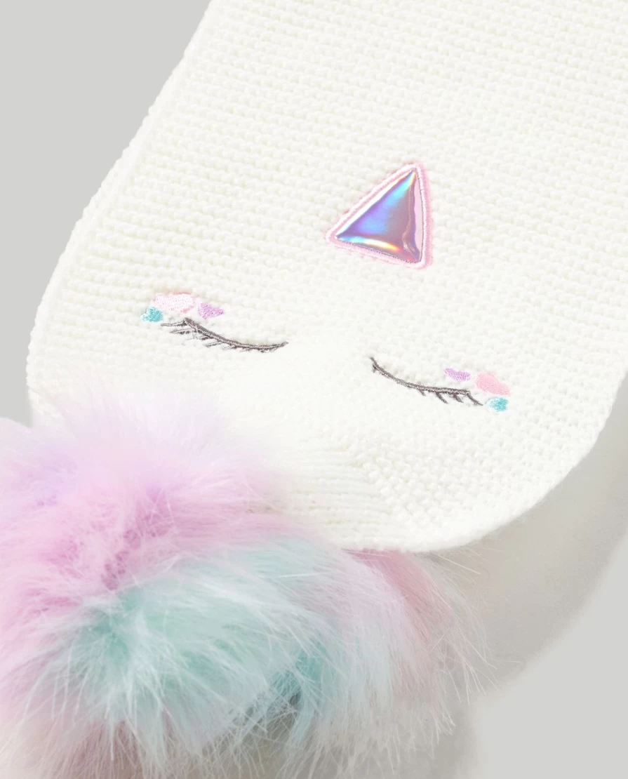 Blukids Unicorn Embroidered Tricot Scarf for Kids - Soft & Magical Children's Fashion Accessory