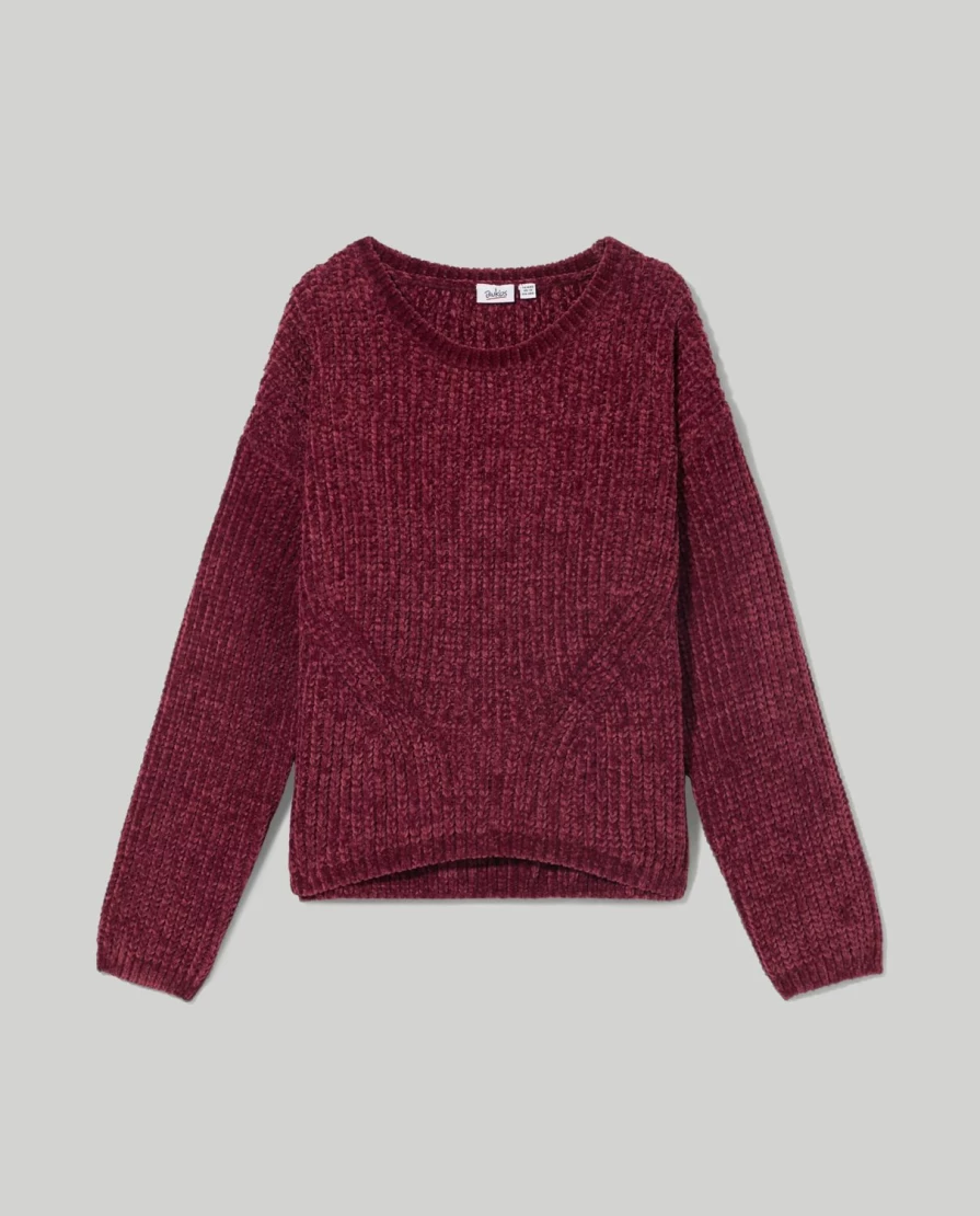 Blukids Youth Chenille Crewneck Tricot Sweater for Girls