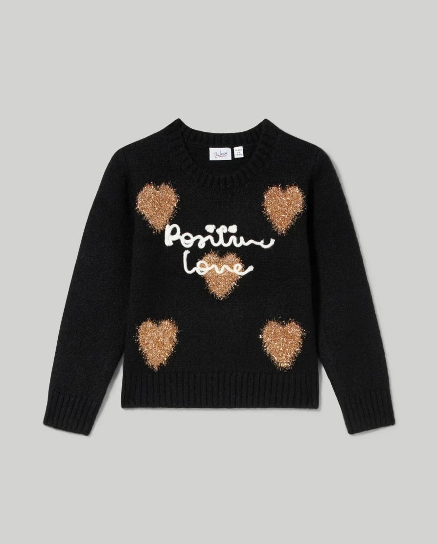 "Blukids Girls' Tricot Dress with Lurex Inserts – Stylish Children's Fashion"
