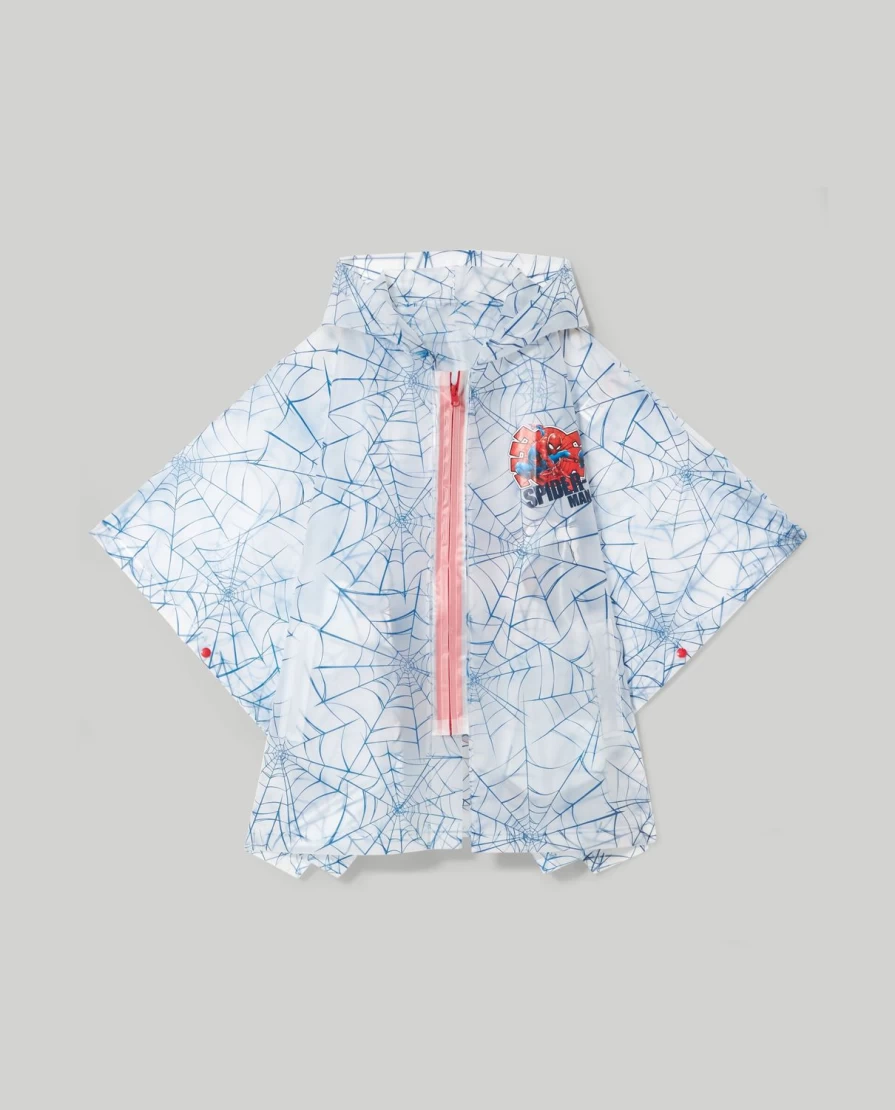 Blukids Spider-Man Kids Waterproof Rain Poncho for Children, Lightweight Hooded Cape for Outdoor Play