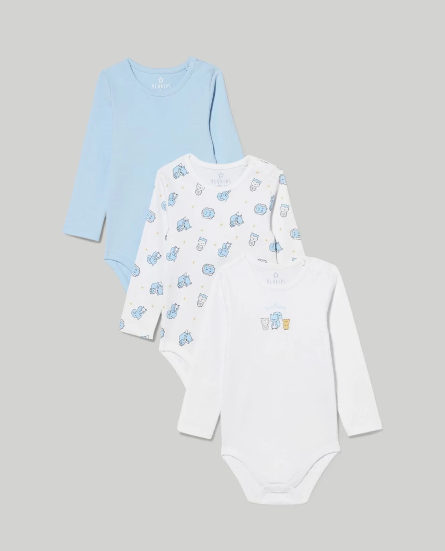 "Blukids 3-Pack Newborn Long Sleeve Bodysuits – Soft Baby Essentials for Birth"