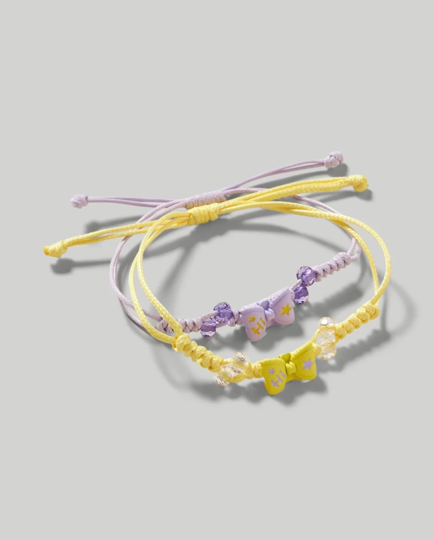 Blukids Kids Butterfly Bracelet Set - 2 Pack Colorful Adjustable Children's Jewelry