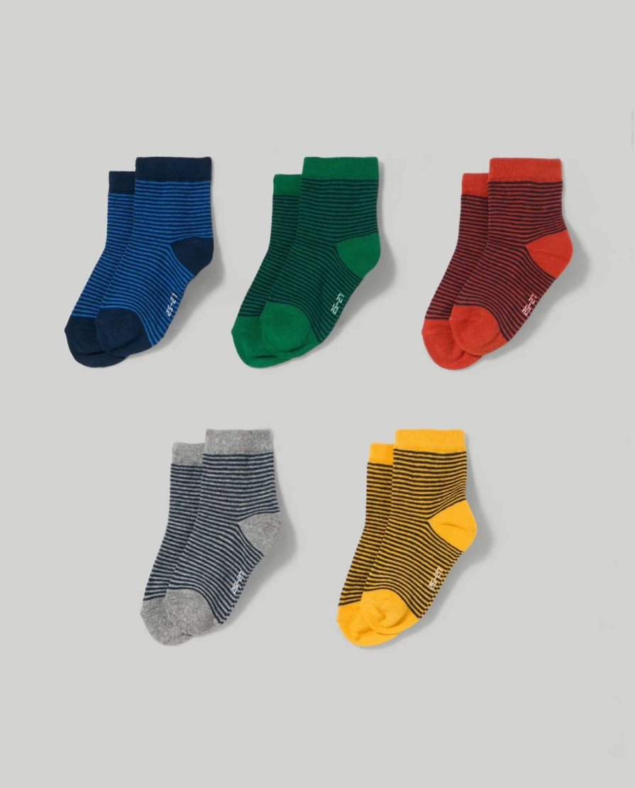 Blukids 5-Pack Striped Baby Socks for Boys and Girls - Soft Comfort Children's Ankle Socks