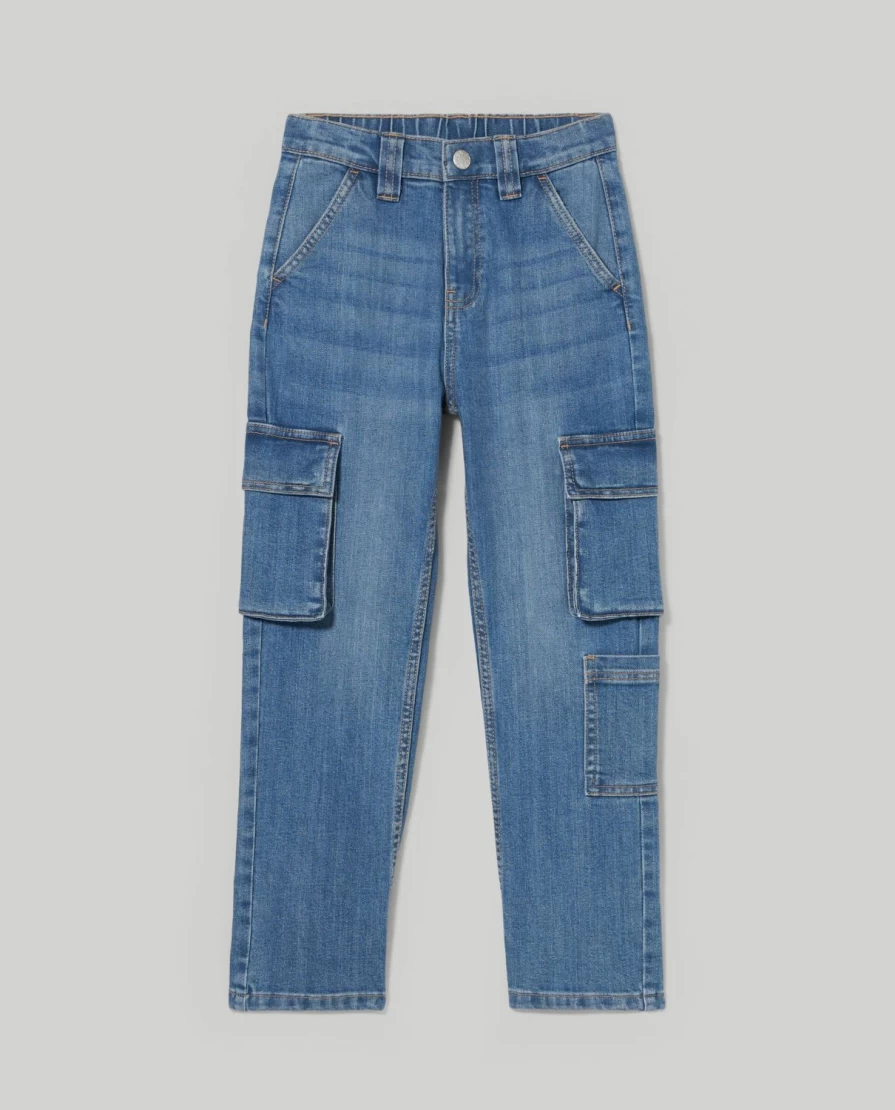 Blukids Youth Stretch Denim Cargo Pants for Boys