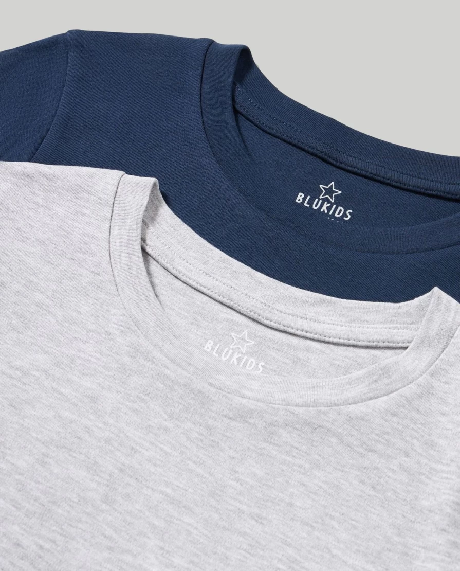 Blukids Youth Pack of 2 Soft Warm Cotton T-Shirts for Boys