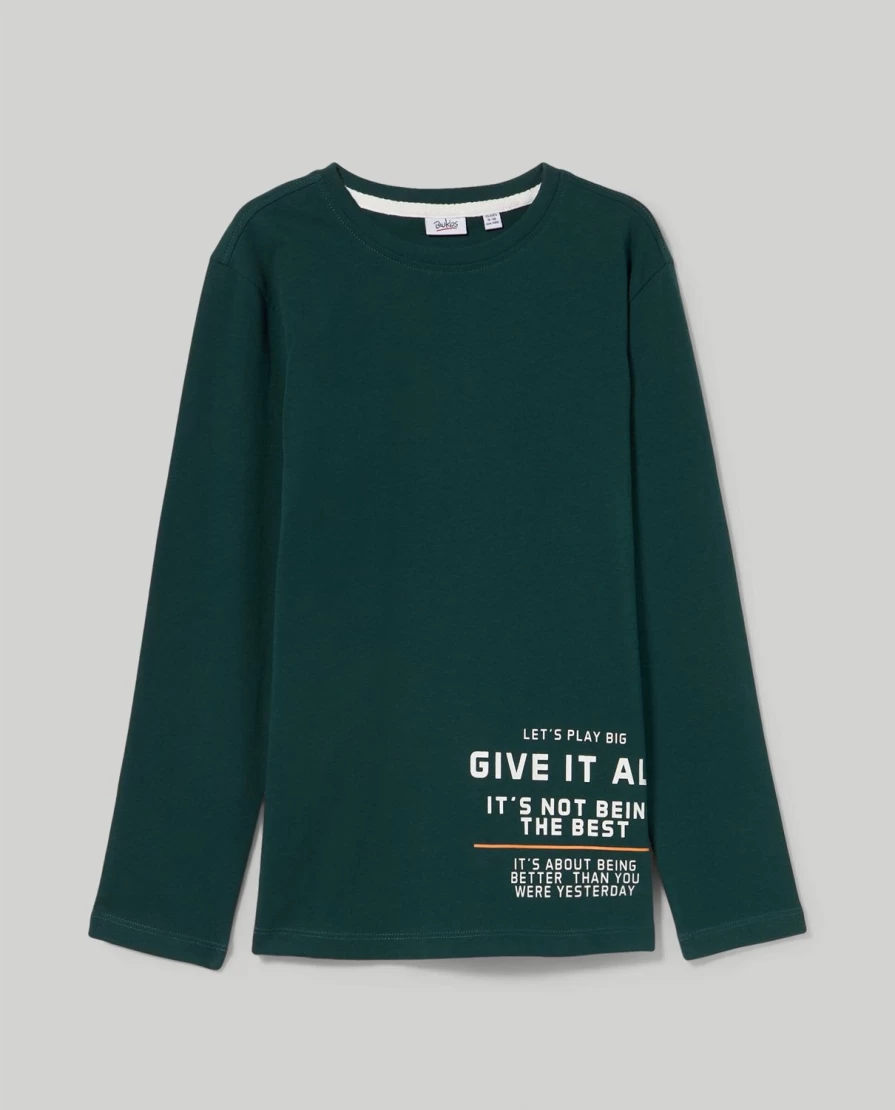 "Blukids Youth Long-Sleeve 100% Cotton T-Shirt for Boys – Soft & Comfortable"