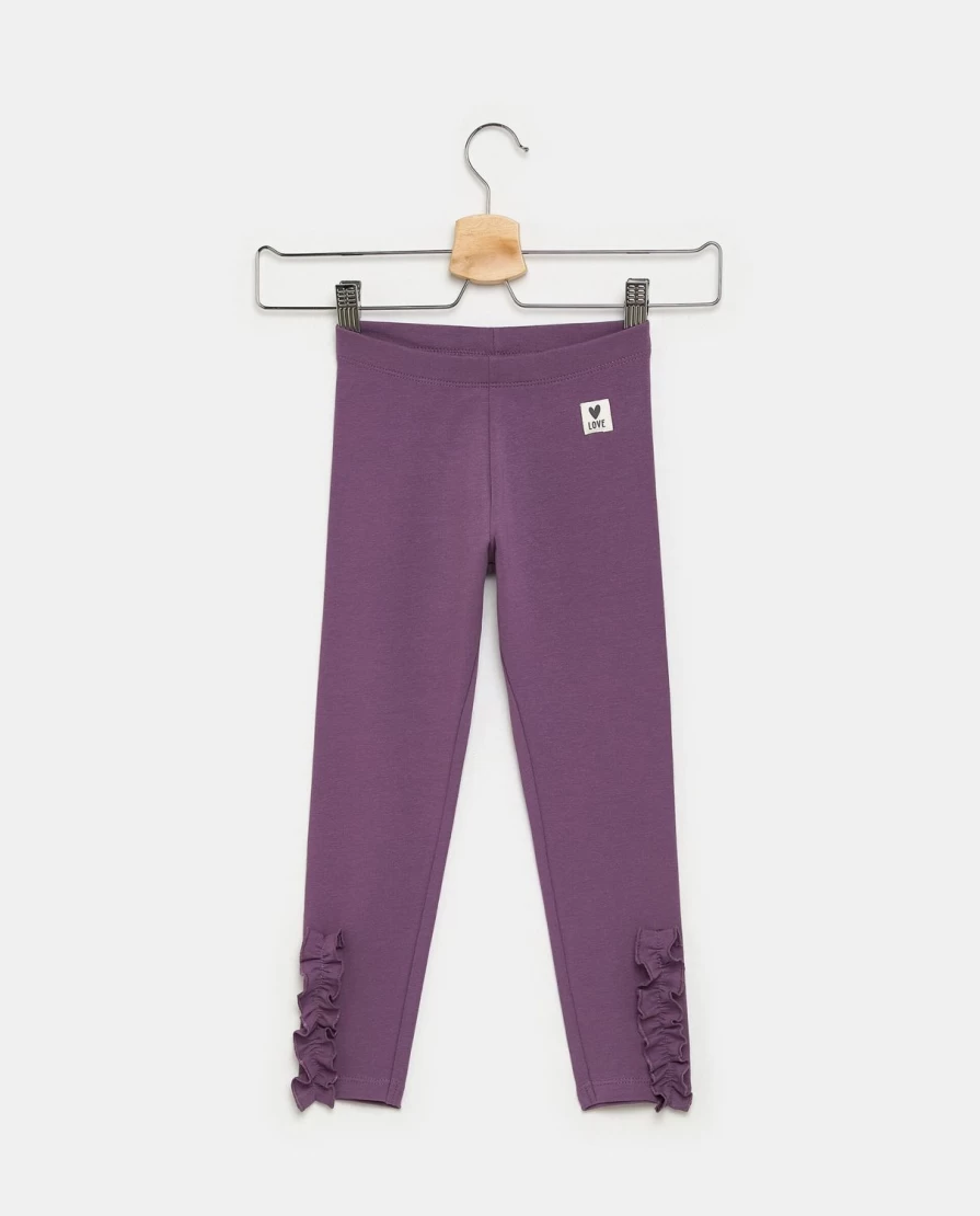 "Blukids Girls' Stretch Cotton Leggings with Ruching Detail at Hem"