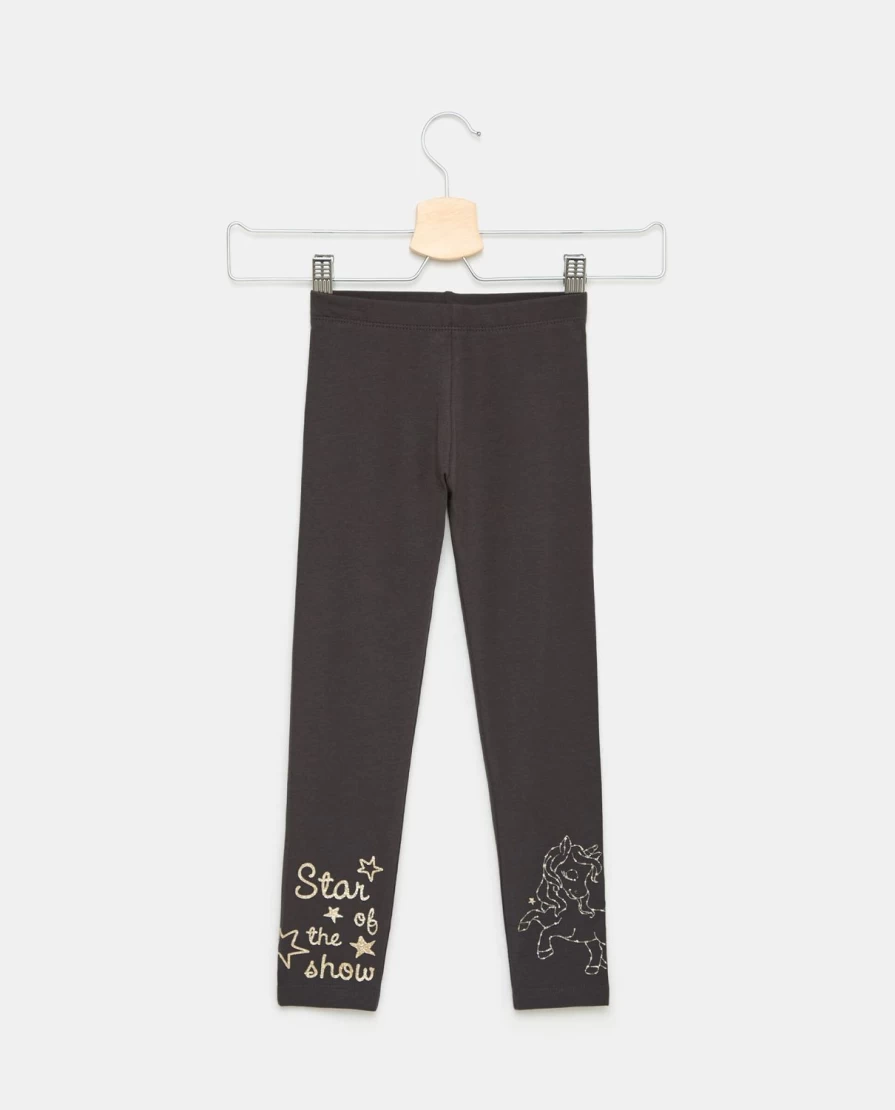"Blukids Girls' Stretch Cotton Glitter Print Leggings for Children"