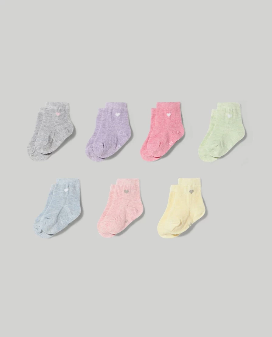 Blukids Newborn Baby Girl Cotton Blend Socks - Pack of 7 Soft & Comfortable Infant Socks