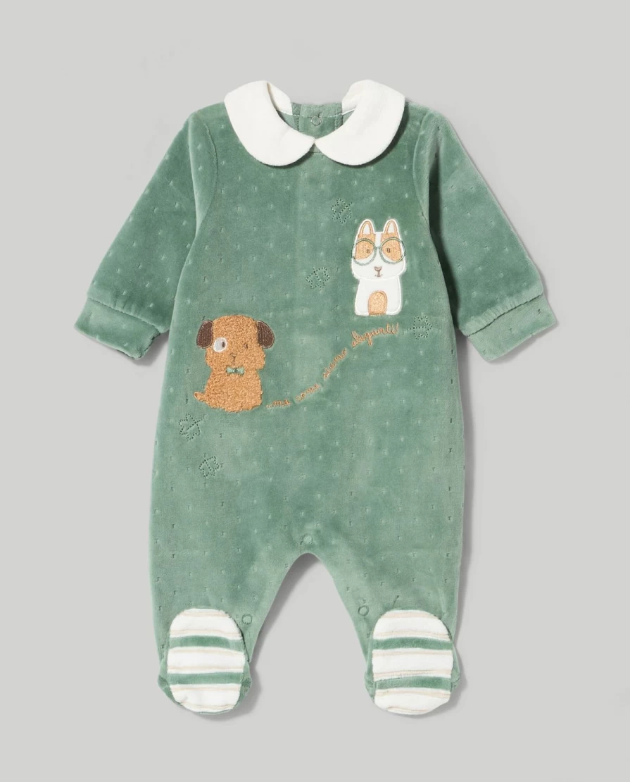 "Blukids Baby Cotton Playsuit - Embroidered Design with Decorative Applications"