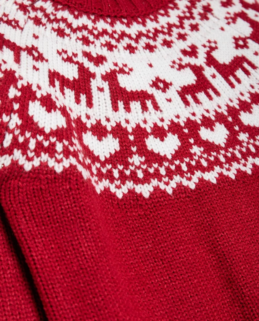 "Blukids Girls' Jacquard Sweater – Stylish & Comfortable Children's Knitwear"