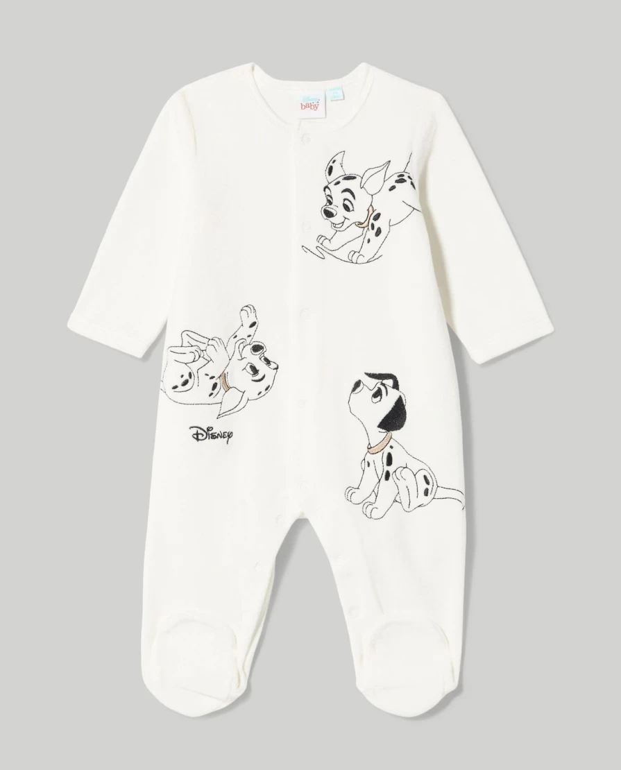 Blukids Disney Embroidered Chenille Onesie for Newborns - Soft Baby Unisex Pajamas