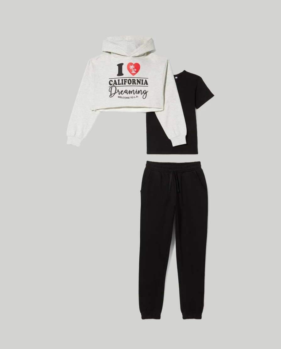 "Blukids Youth Girls' Jogging Set - Comfortable Sweatshirt, T-Shirt & Pants Outfit"
