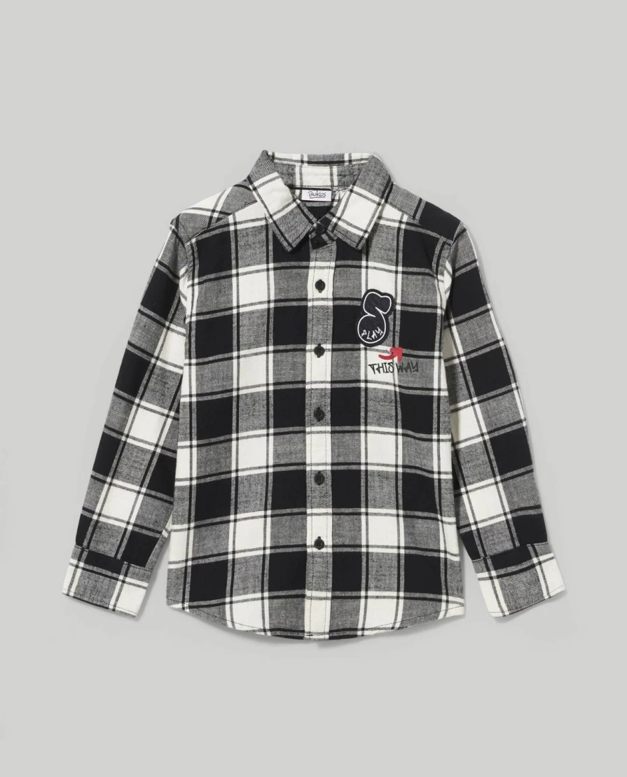 "Blukids Boys' Pure Cotton Flannel Check Shirt for Children"