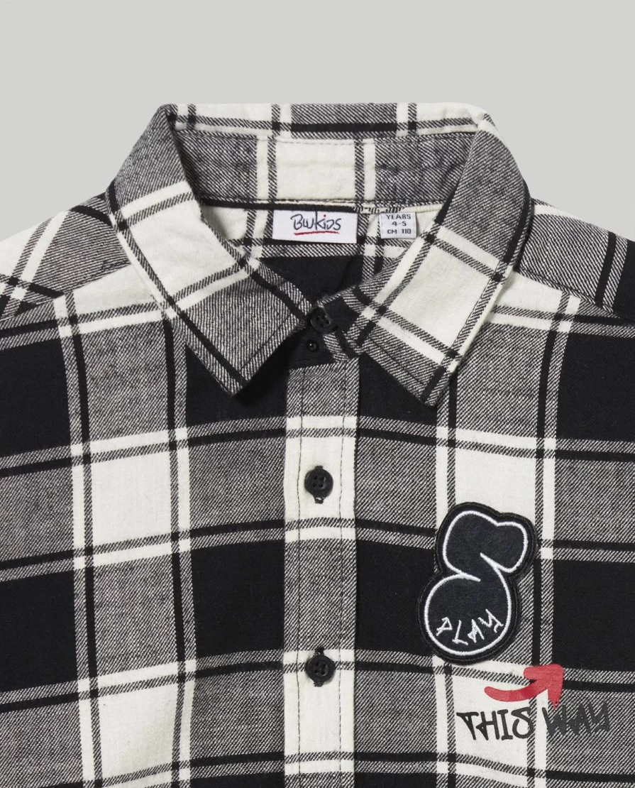 "Blukids Boys' Pure Cotton Flannel Check Shirt for Children"