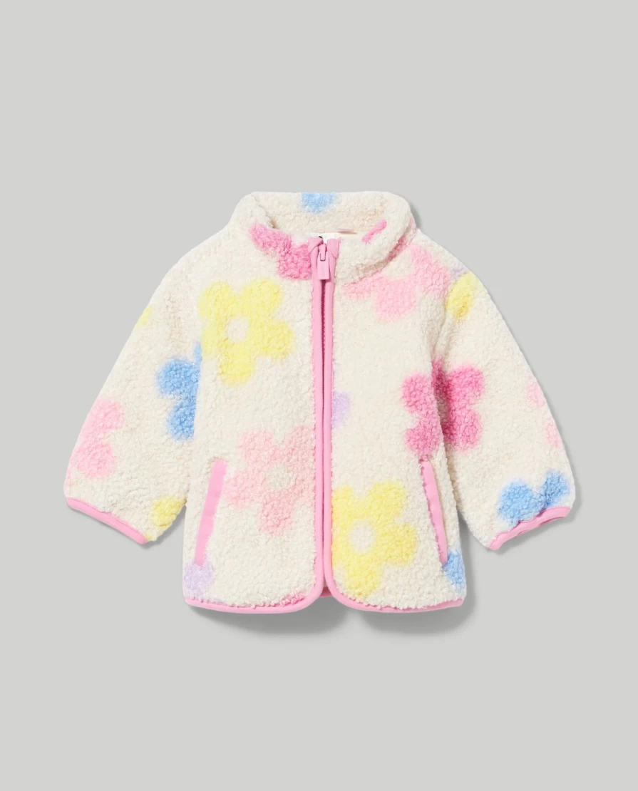 Blukids Newborn Teddy Faux Fur Jacket for Baby Girls - Soft Cozy Winter Outerwear