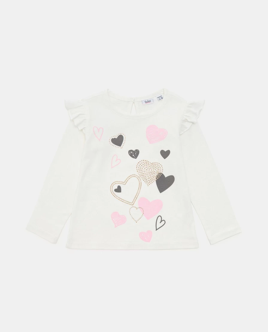 "Blukids Newborn Pure Cotton Ruffled & Glitter T-Shirt for Baby Girls"