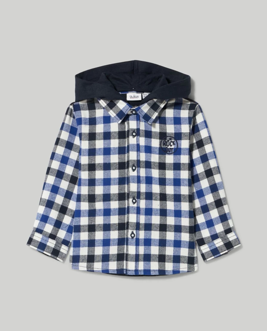 Blukids Newborn Baby Hooded Flannel Shirt - Soft & Cozy Plaid Top for Infants