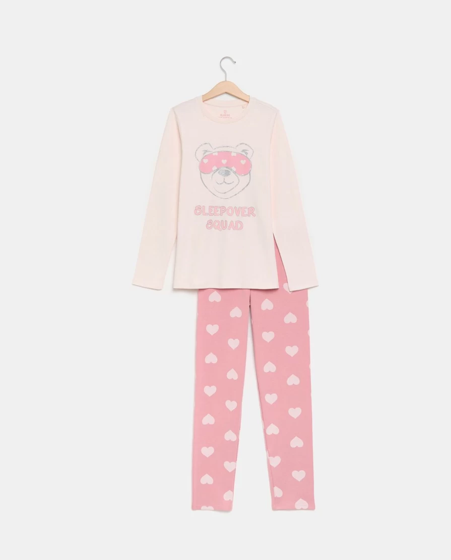 "Blukids Youth Long Sleeve Cotton Pajamas for Girls with Fun Prints"