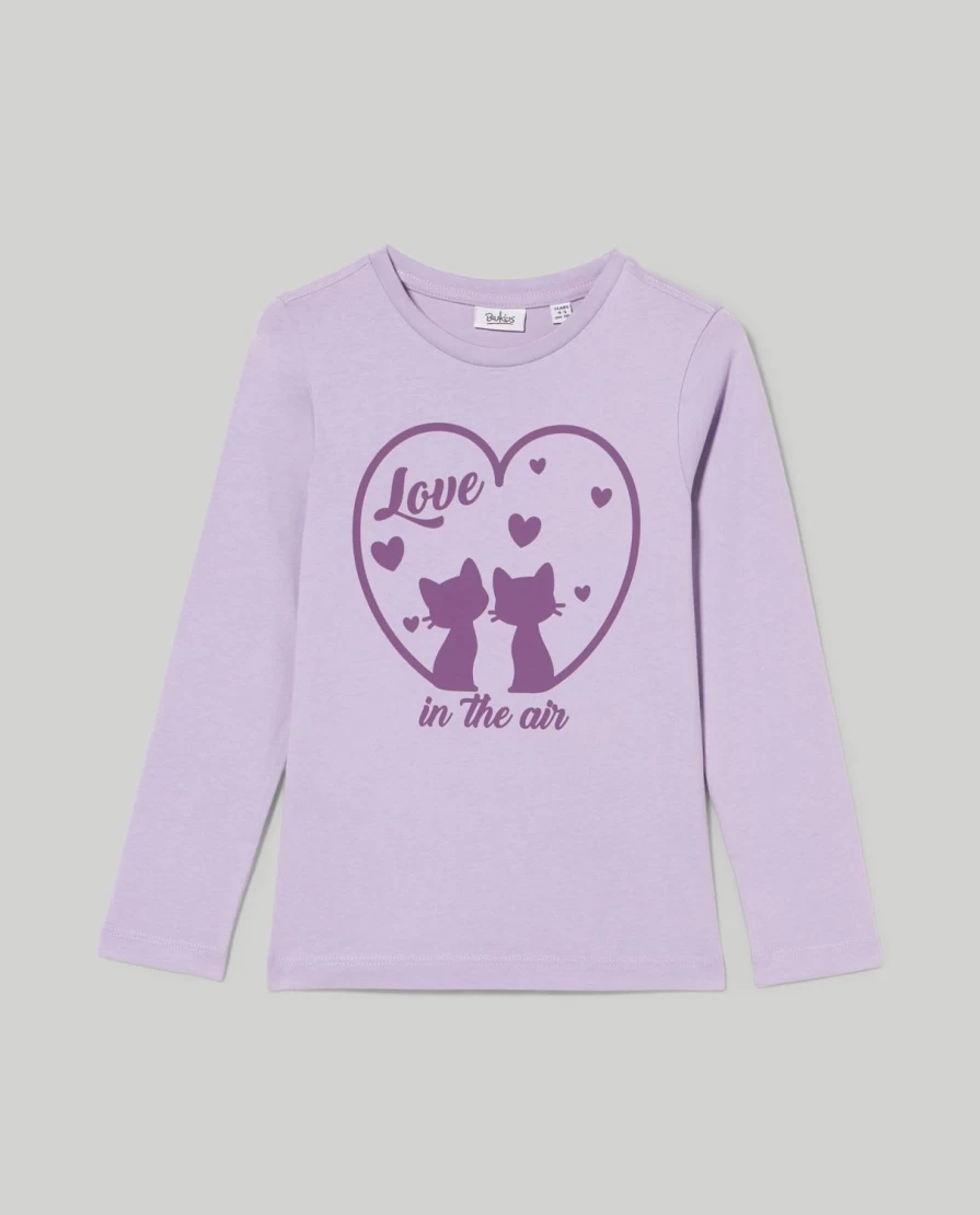 "Blukids Girls' Long-Sleeve 100% Cotton T-Shirt – Soft & Comfortable Kids Top"