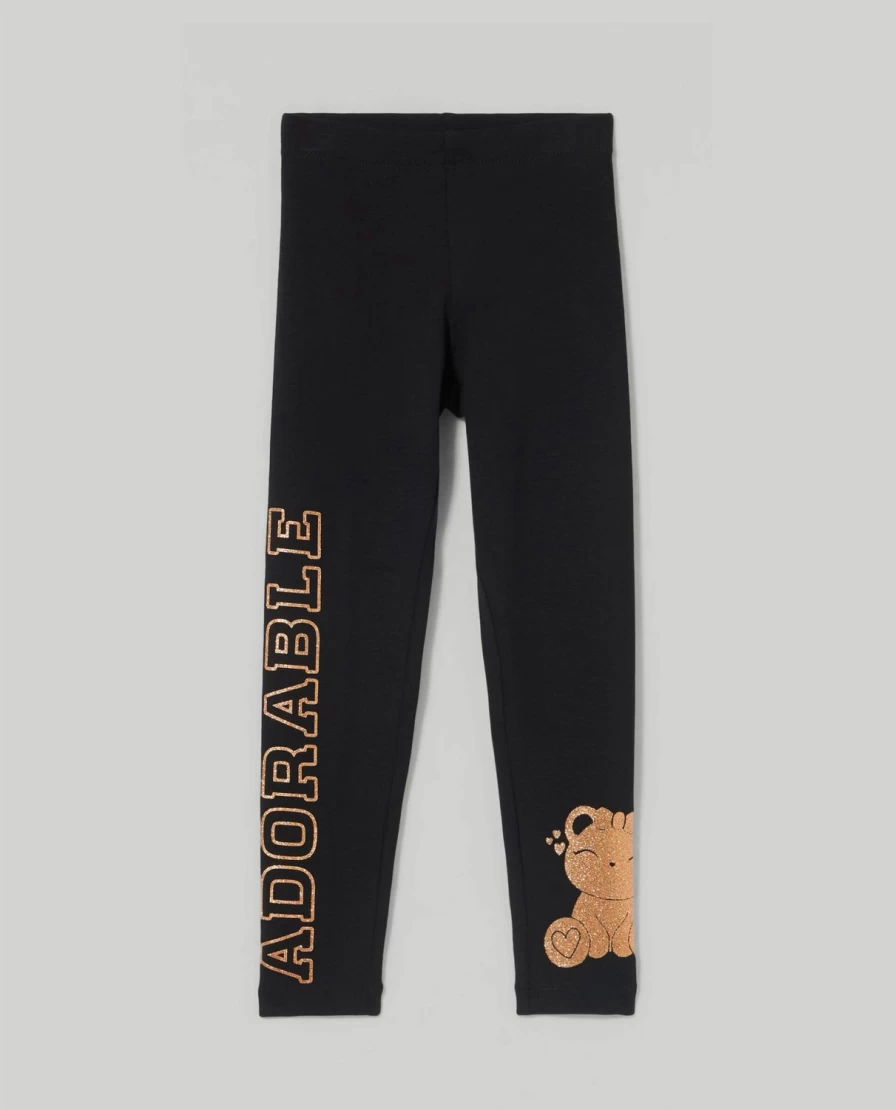 Blukids Girls' Stretch Cotton Glitter Print Leggings for Kids - Comfortable & Stylish Children's Leggings
