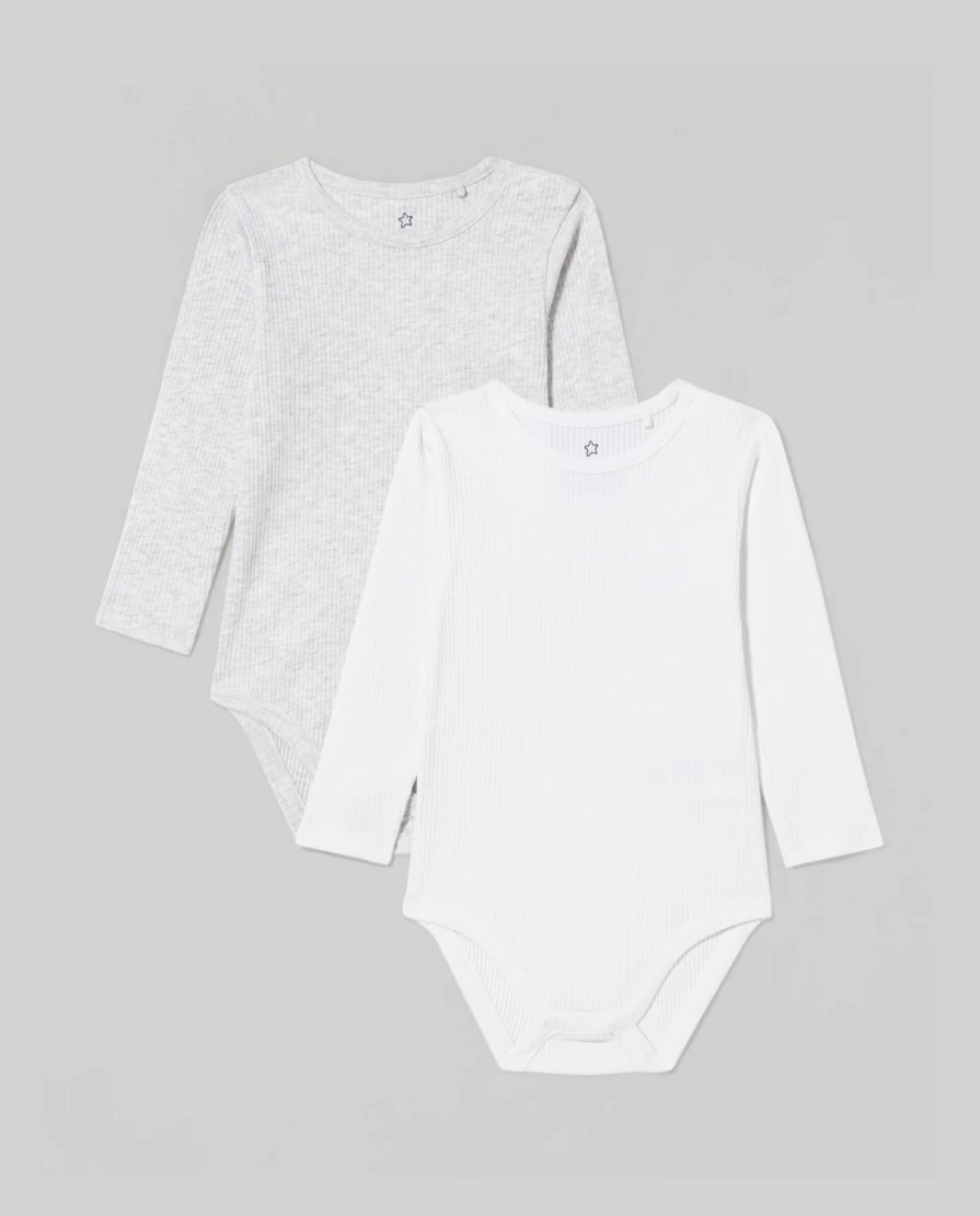 Blukids Baby Cotton Ribbed Bodysuit 2-Pack - Soft Newborn Essentials