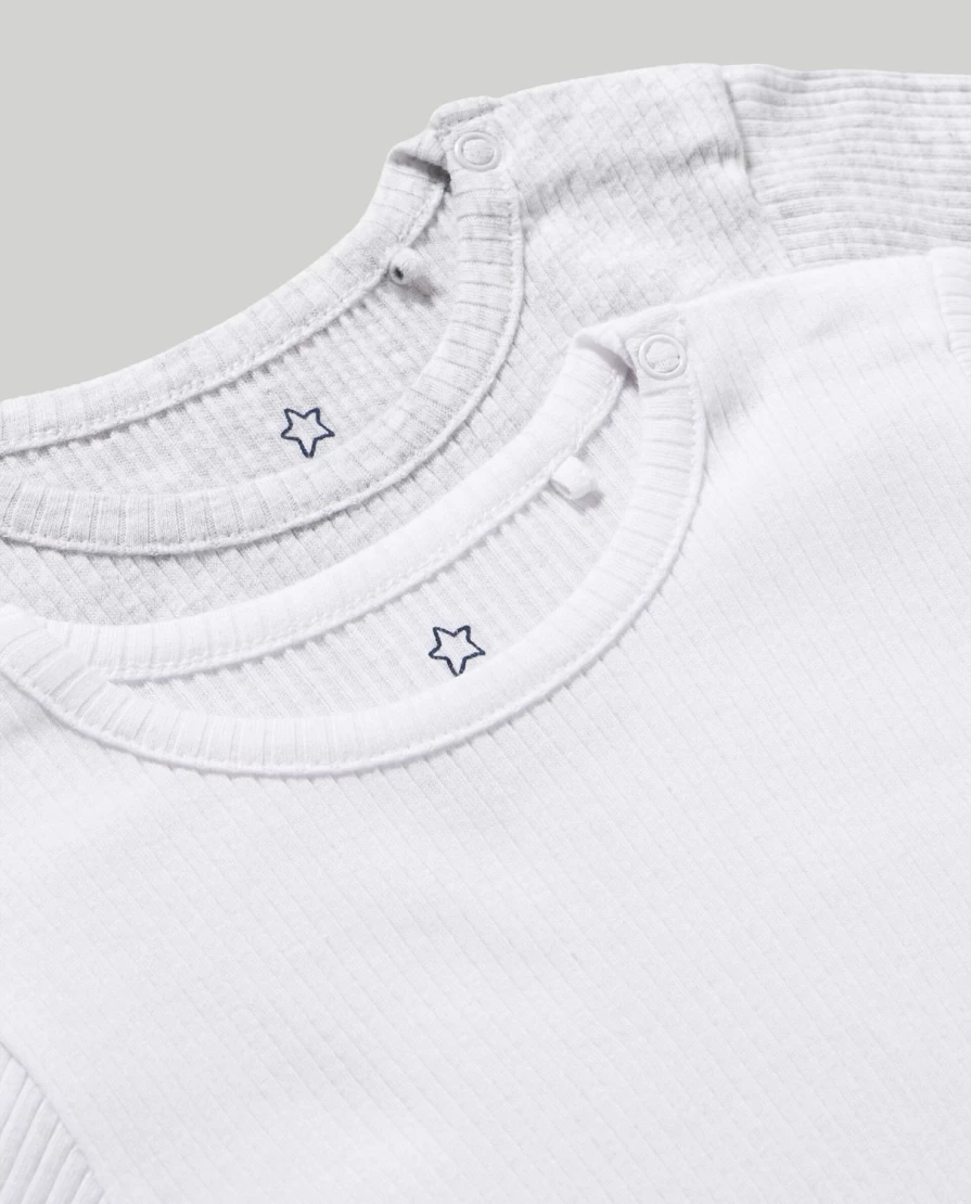 Blukids Baby Cotton Ribbed Bodysuit 2-Pack - Soft Newborn Essentials
